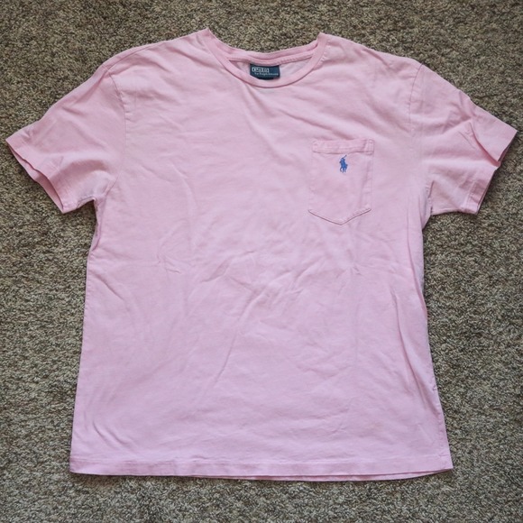 Vintage Polo Ralph Lauren T-Shirt Bundle Lot 2 Mens M‎ Pink Pocket Blue Pony Y2K - Picture 4 of 10